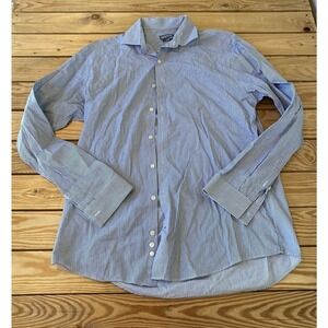 Kenneth Cole Stripe Slim Fit Button Up Shirt Size 16 Men’s Blue